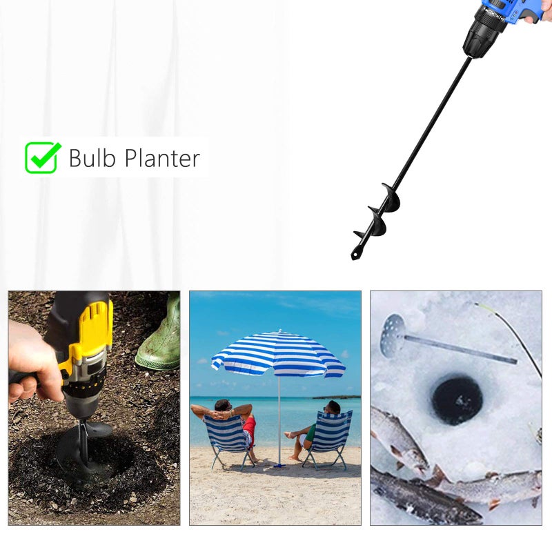 HUAPPNIO Garden Tools Blub Planter for Planting Auger Drill Bit 1.57x17.7 Inches - Image 2